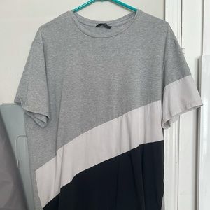 Black white and gray short sleeve shirt